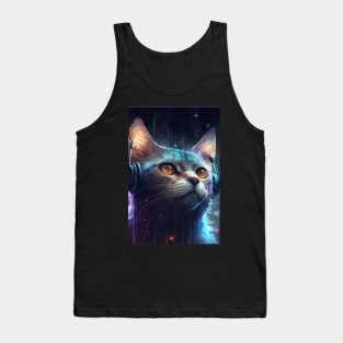 Sparkling Lofi Cyberpunk Cat Tank Top